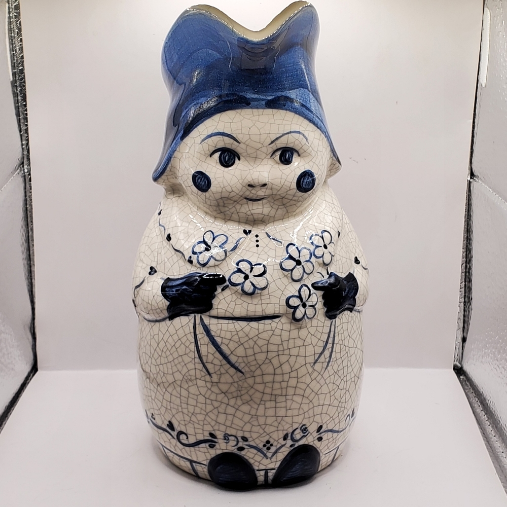 Dedham Pottery Mrs. Jenkins Pitcher, Excellent condition, Vintage 1990s.